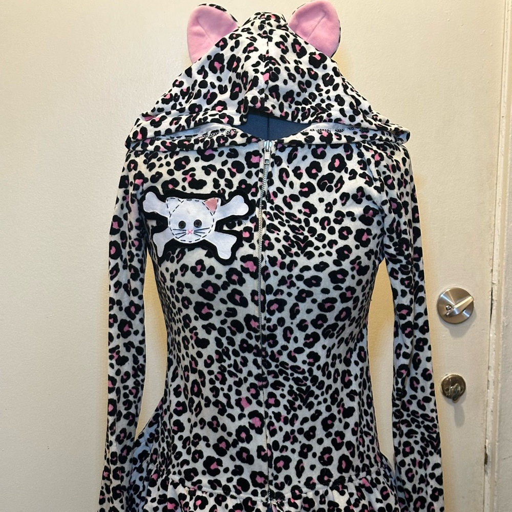 Pink Cat Cheetah Leopard Hoodie with Ruffles Hot Topic